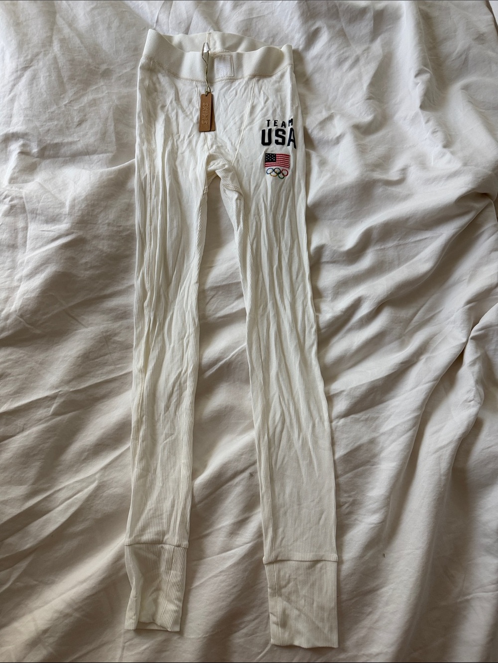 SKIMS White Ribbed USA Olympic Logo Leggings